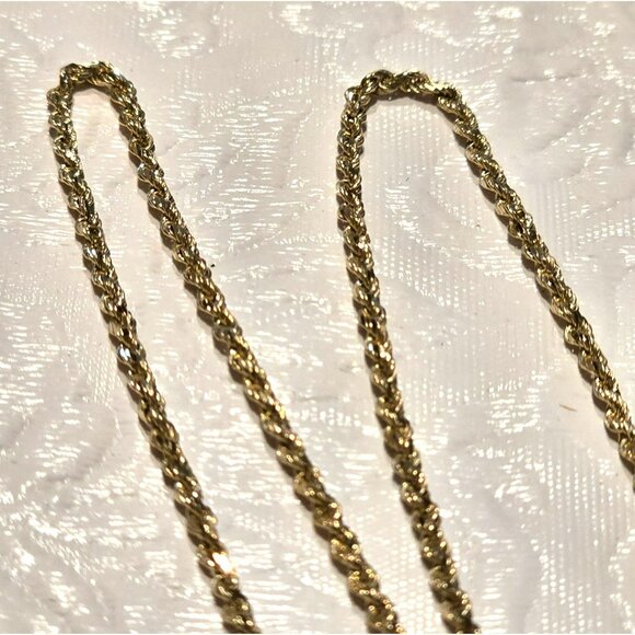 14K Gold Rope Chain Necklace Diamond Cut 1.7mm 16.5 Inches Lobster Clasp HS101 - Picture 7 of 7